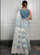 White Chanderi Saree