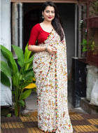 White Chiffon Saree
