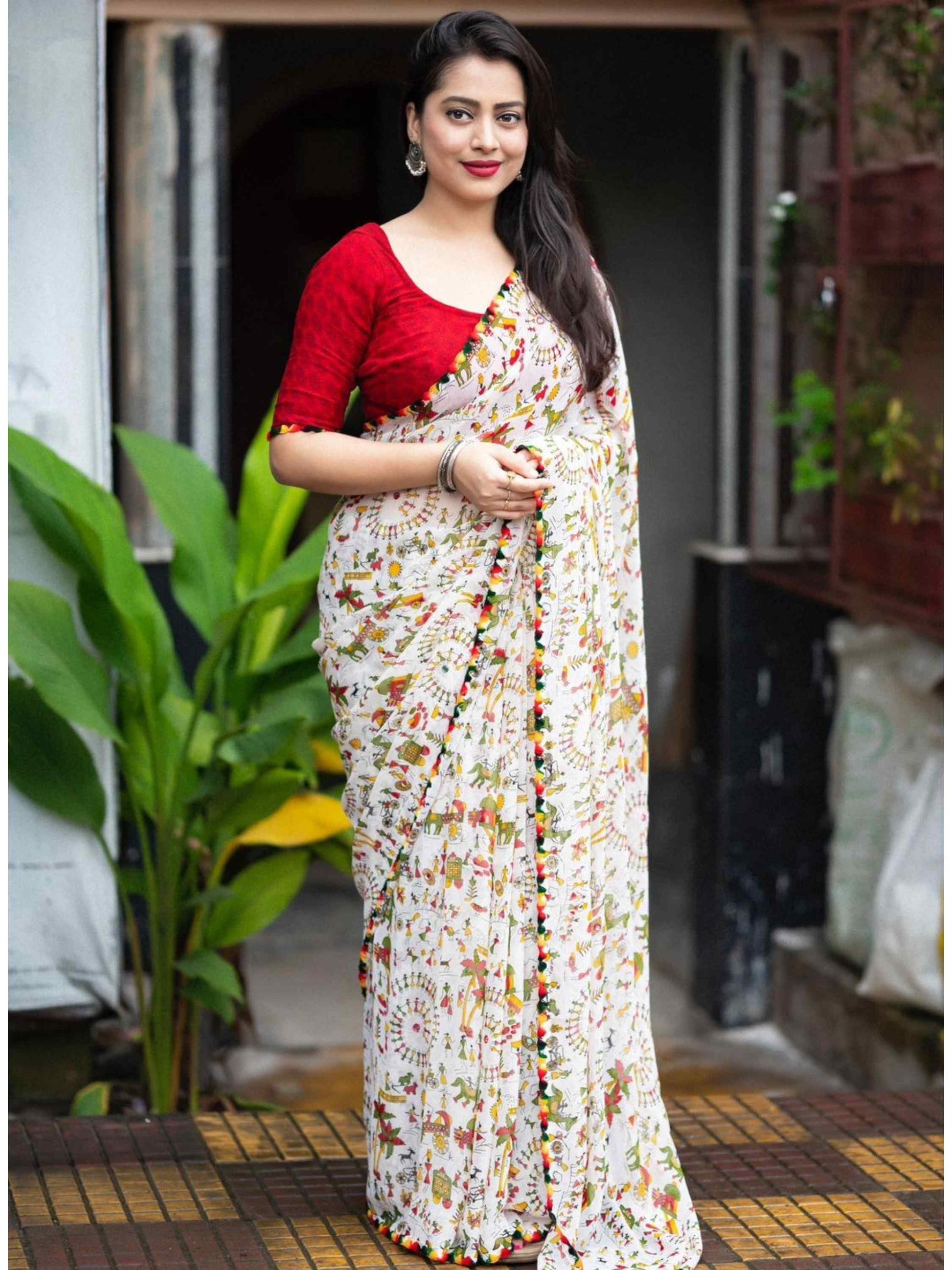 White Chiffon Saree