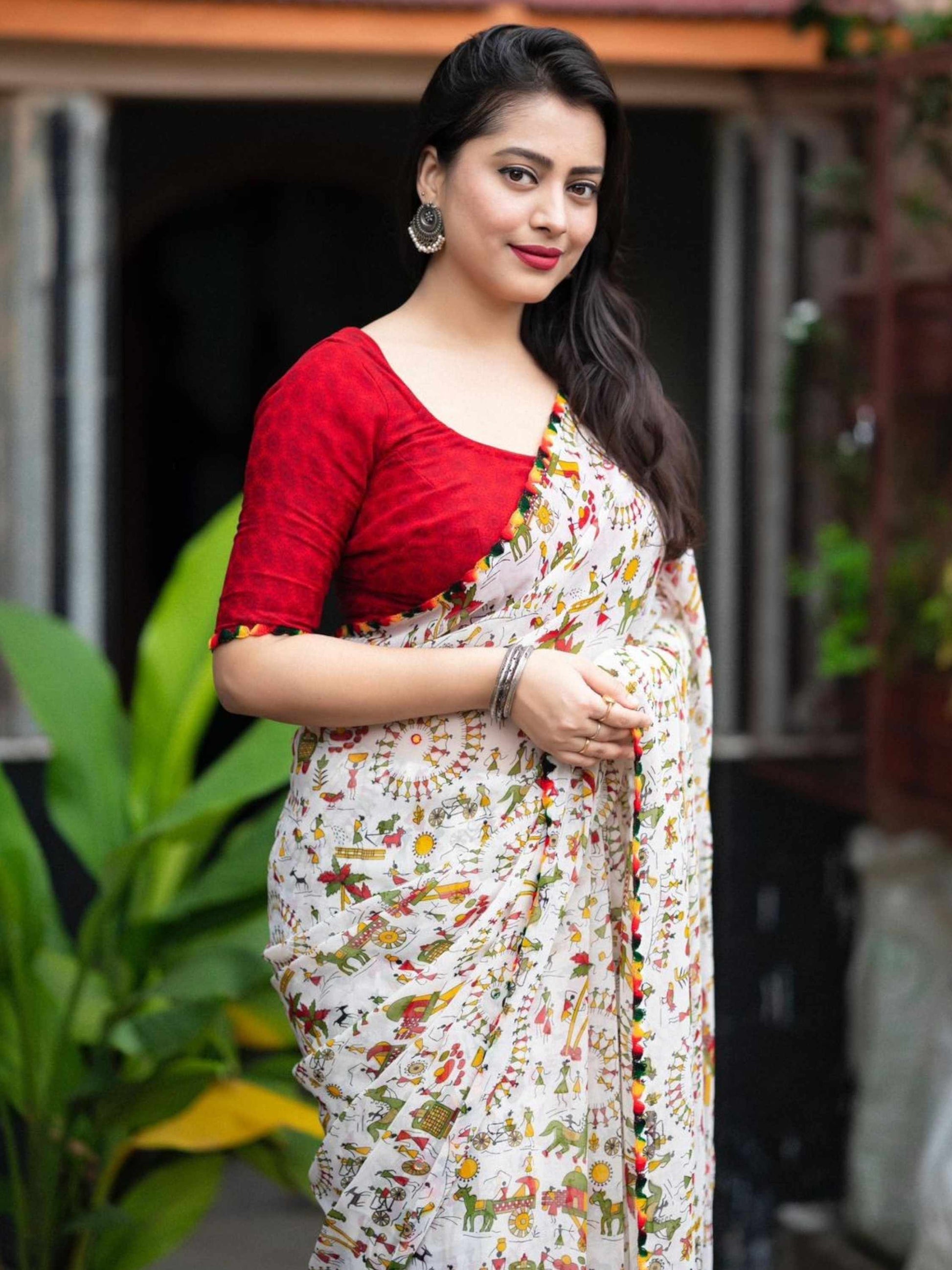 White Chiffon Saree