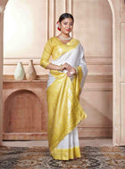 White Kanjivaram Silk Saree