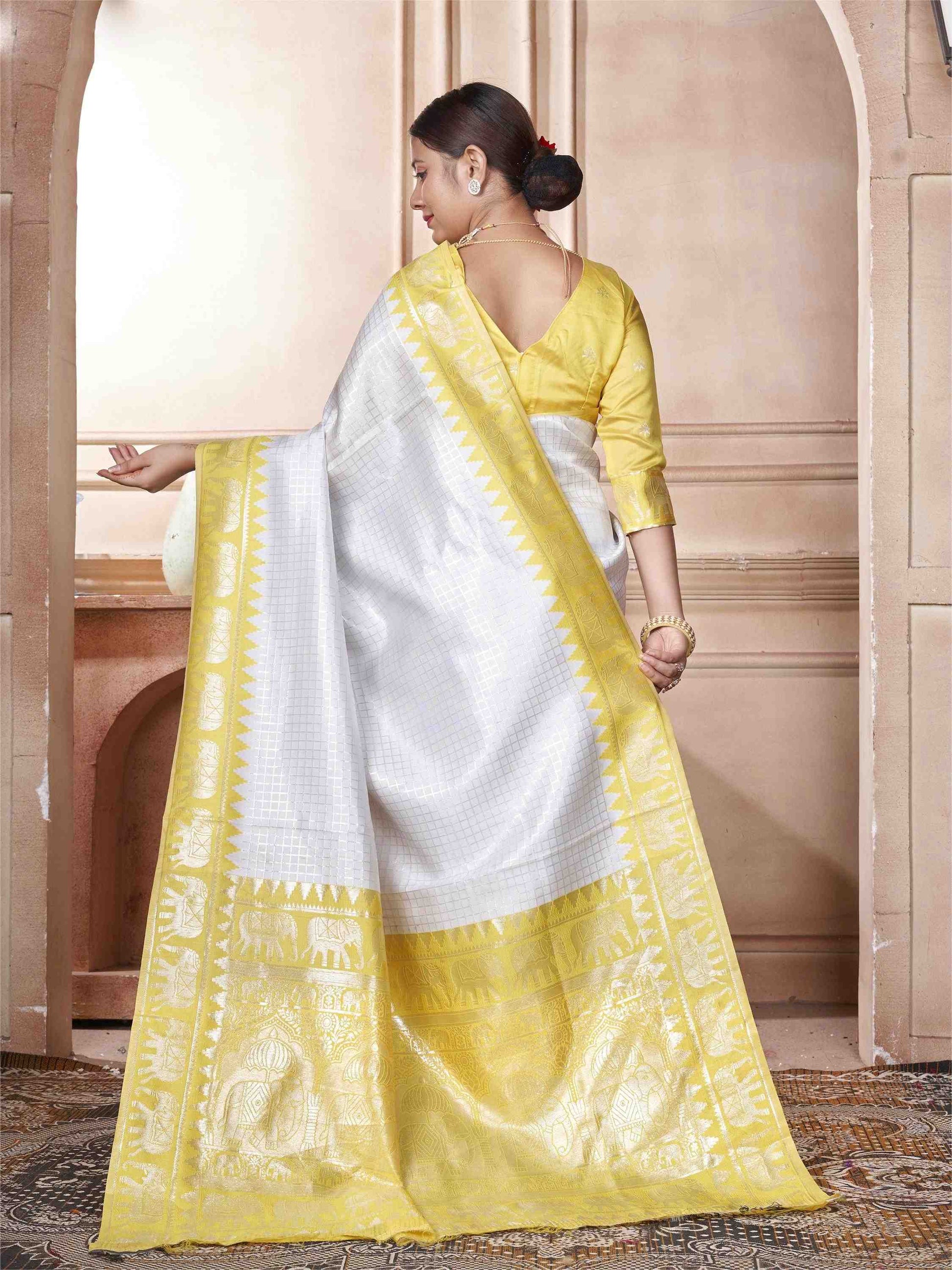 White Kanjivaram Silk Saree