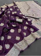 Wine Banarasi Silk Saree