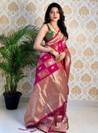 Wine Banarasi silk saree
