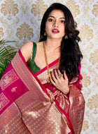 Wine Banarasi silk saree
