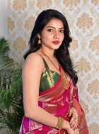 Wine Banarasi silk saree