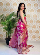 Wine Banarasi silk saree