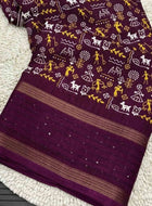 Wine Cotton Dola Silk Saree