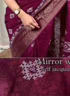 Wine Cotton Silk Saree