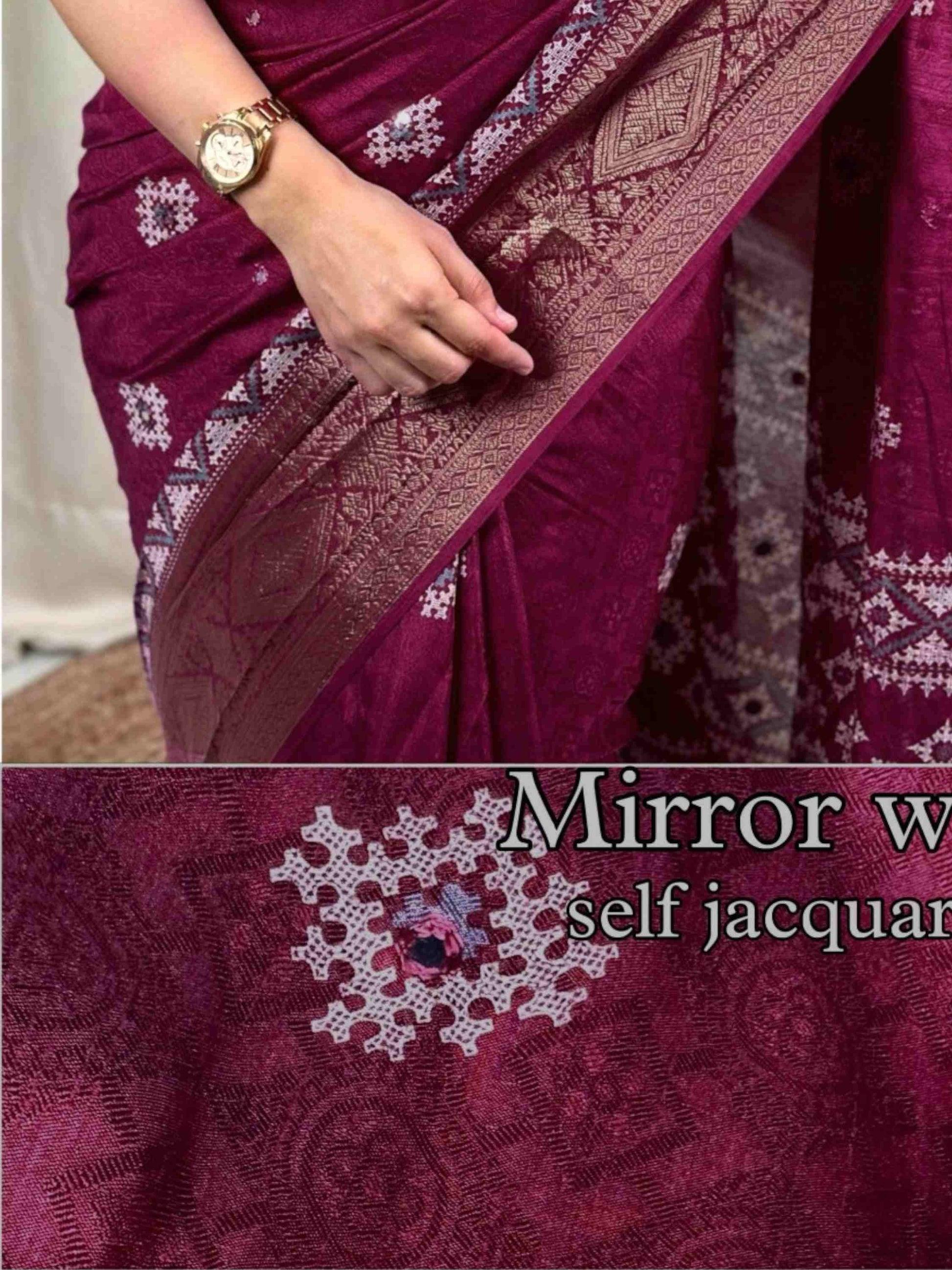 Wine Cotton Silk Saree