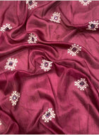 Wine Cotton Silk Saree