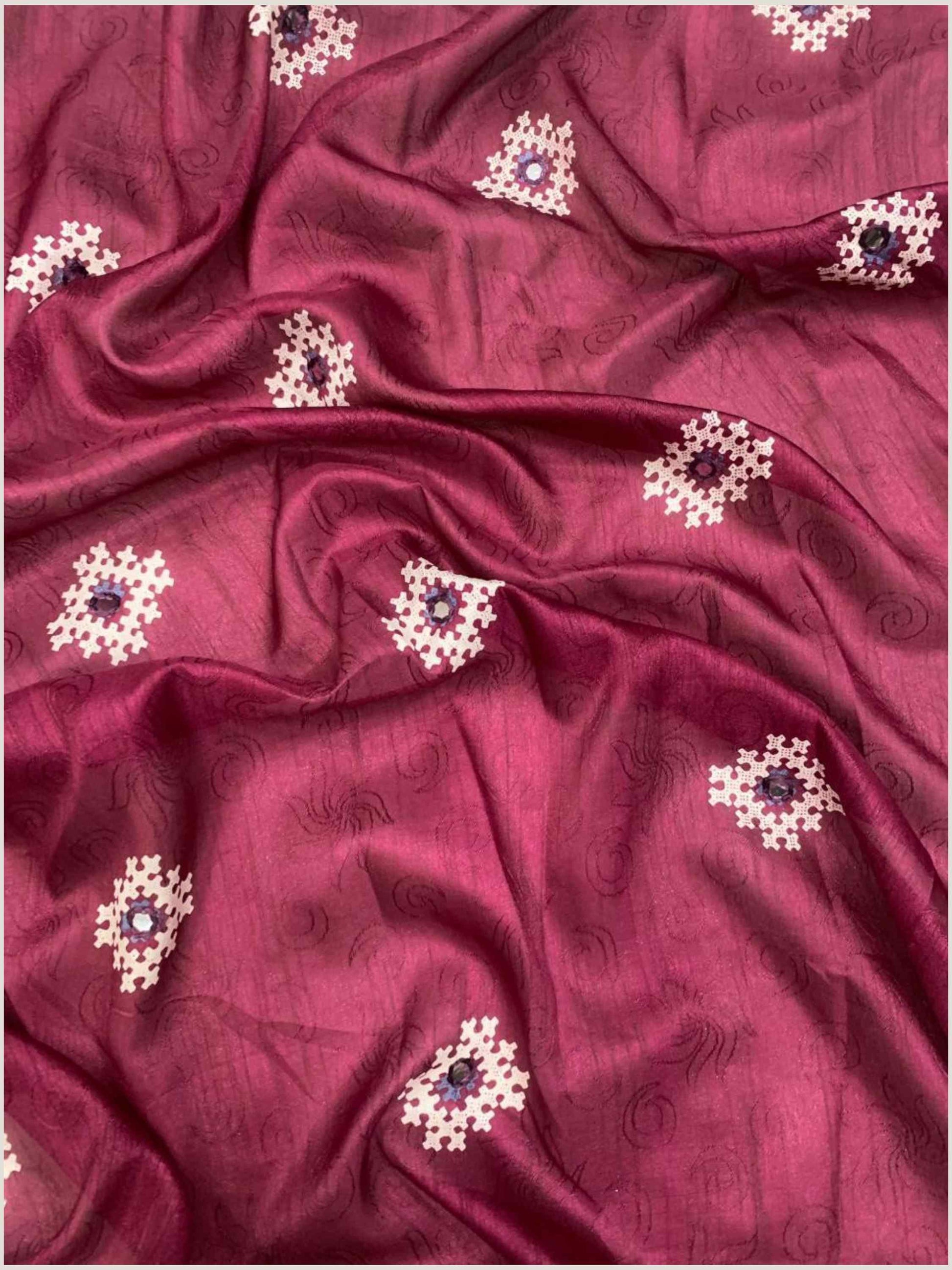 Wine Cotton Silk Saree