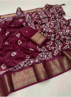 Wine Cotton Silk Saree