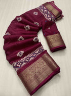 Wine Cotton Silk Saree