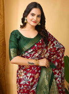 Wine Dola Silk Cotton Saree