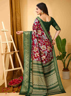 Wine Dola Silk Cotton Saree