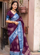 Wine Dola Silk Cotton Saree