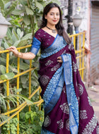 Wine Dola Silk Cotton Saree