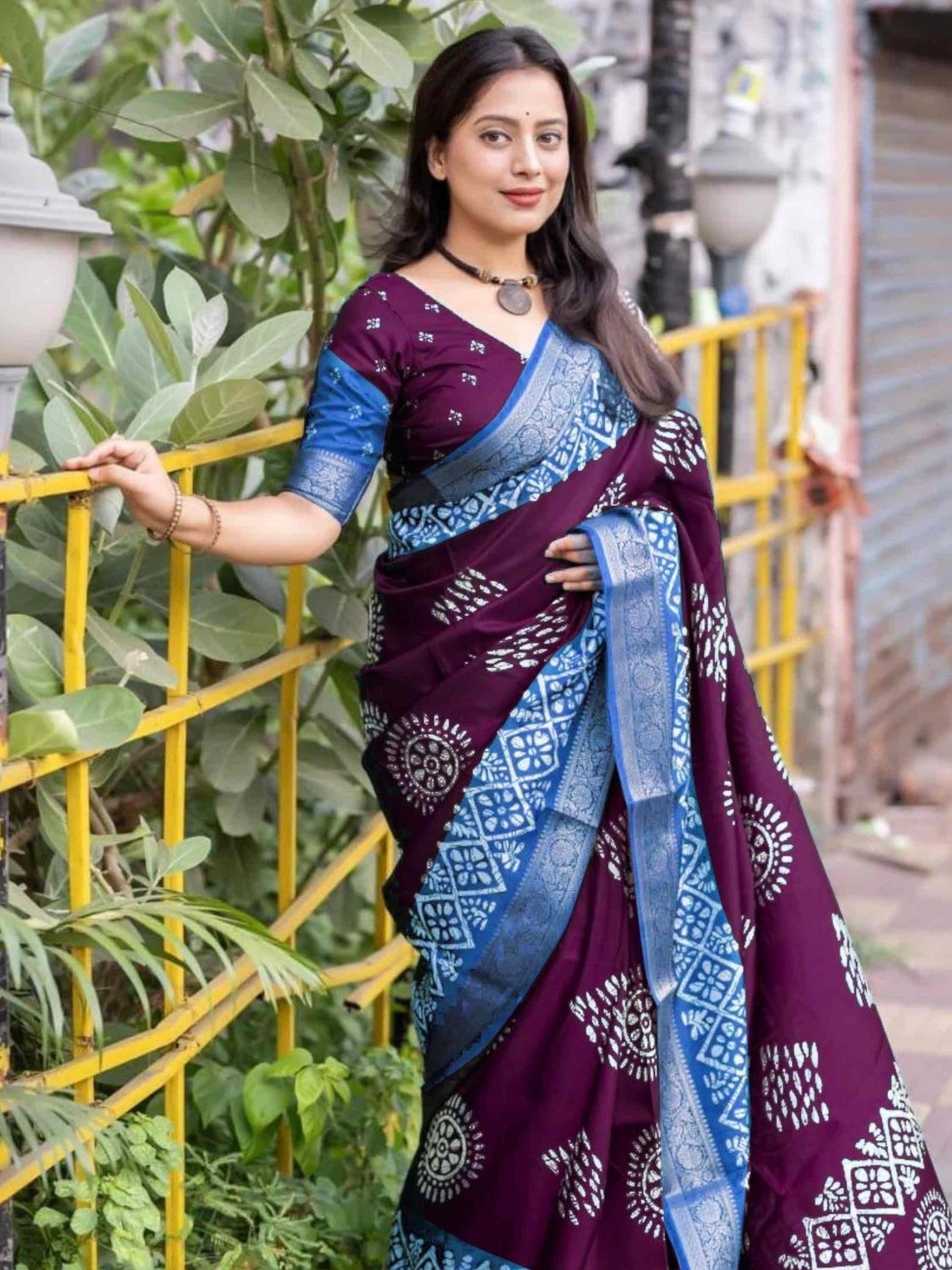 Wine Dola Silk Cotton Saree