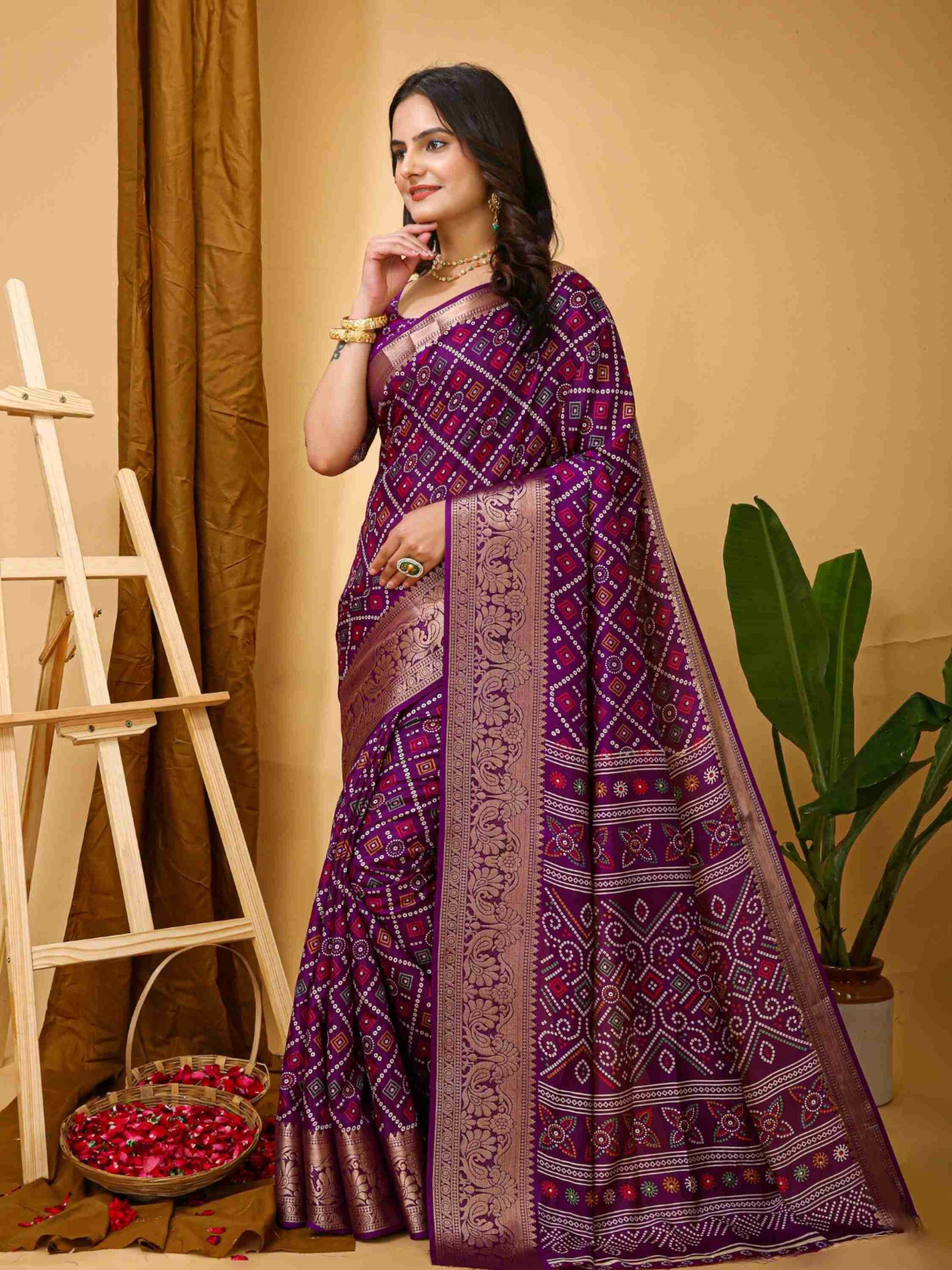 Wine Dola Silk Saree