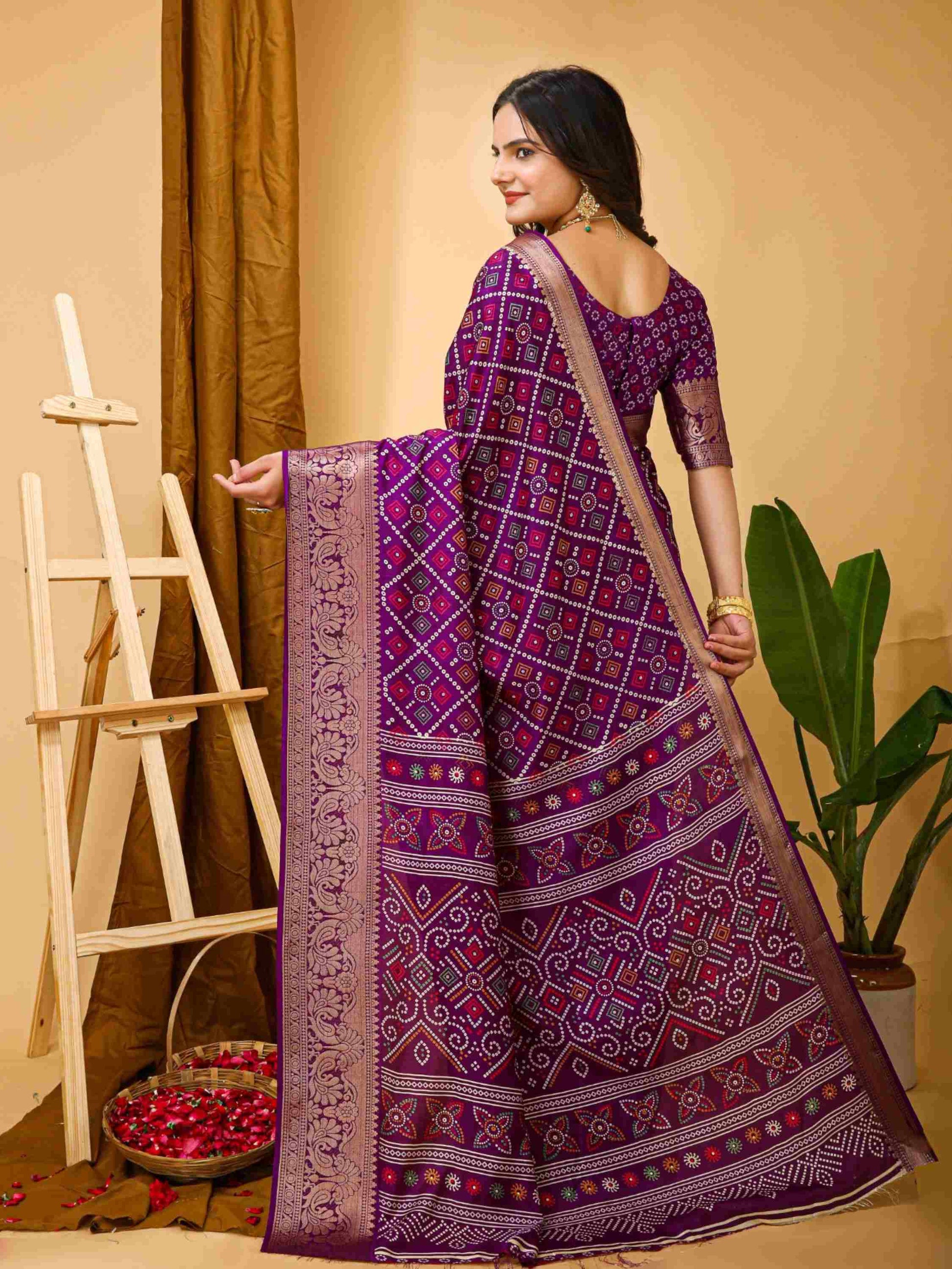 Wine Dola Silk Saree