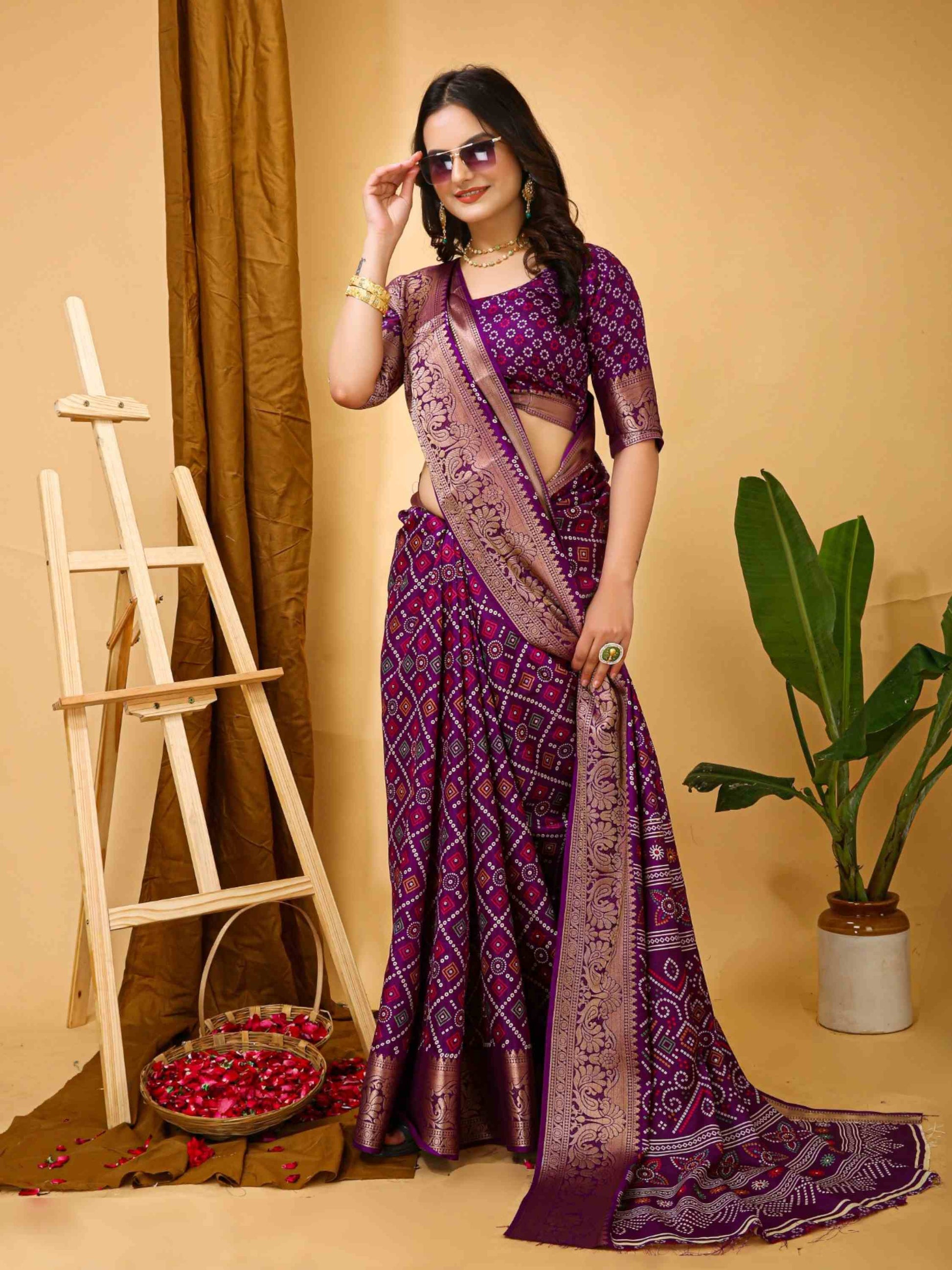 Wine Dola Silk Saree