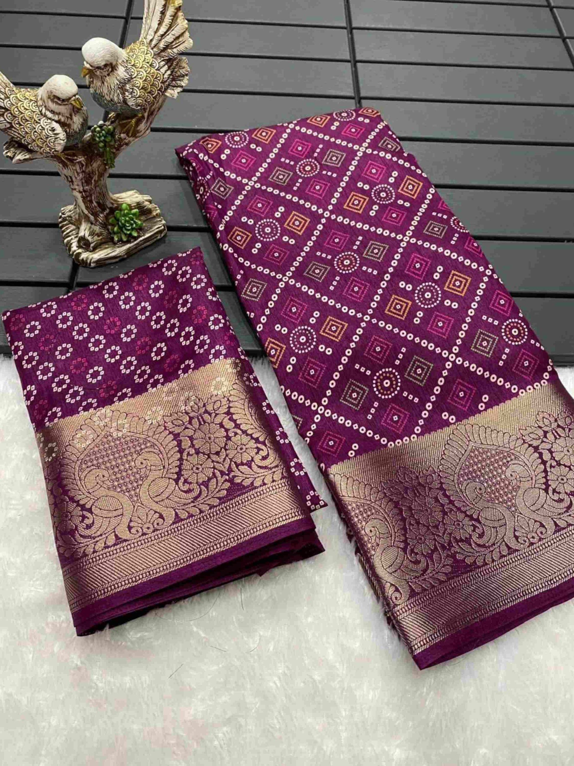 Wine Dola Silk Saree