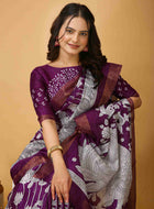 Wine Handloom Cotton Saree