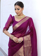 Wine Organza Saree