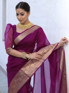 Wine Organza Saree