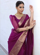 Wine Organza Saree