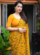 Yellow Chiffon Saree