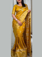 Yellow Cotton Silk Saree