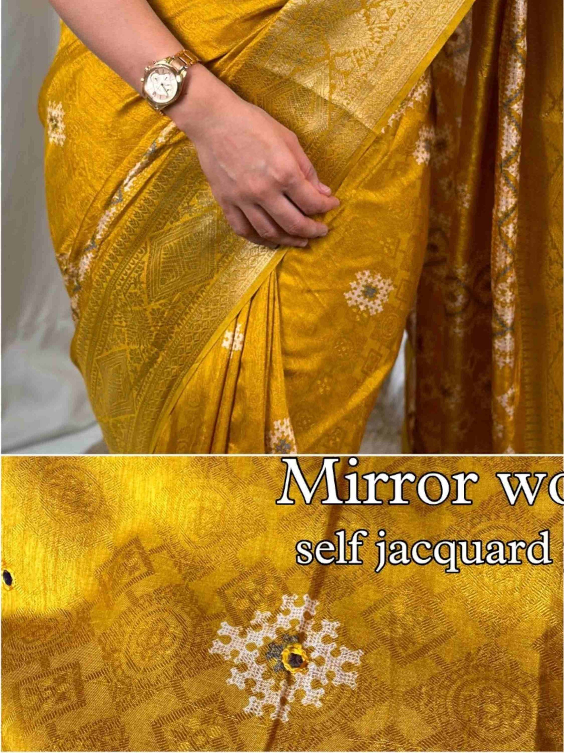 Yellow Cotton Silk Saree