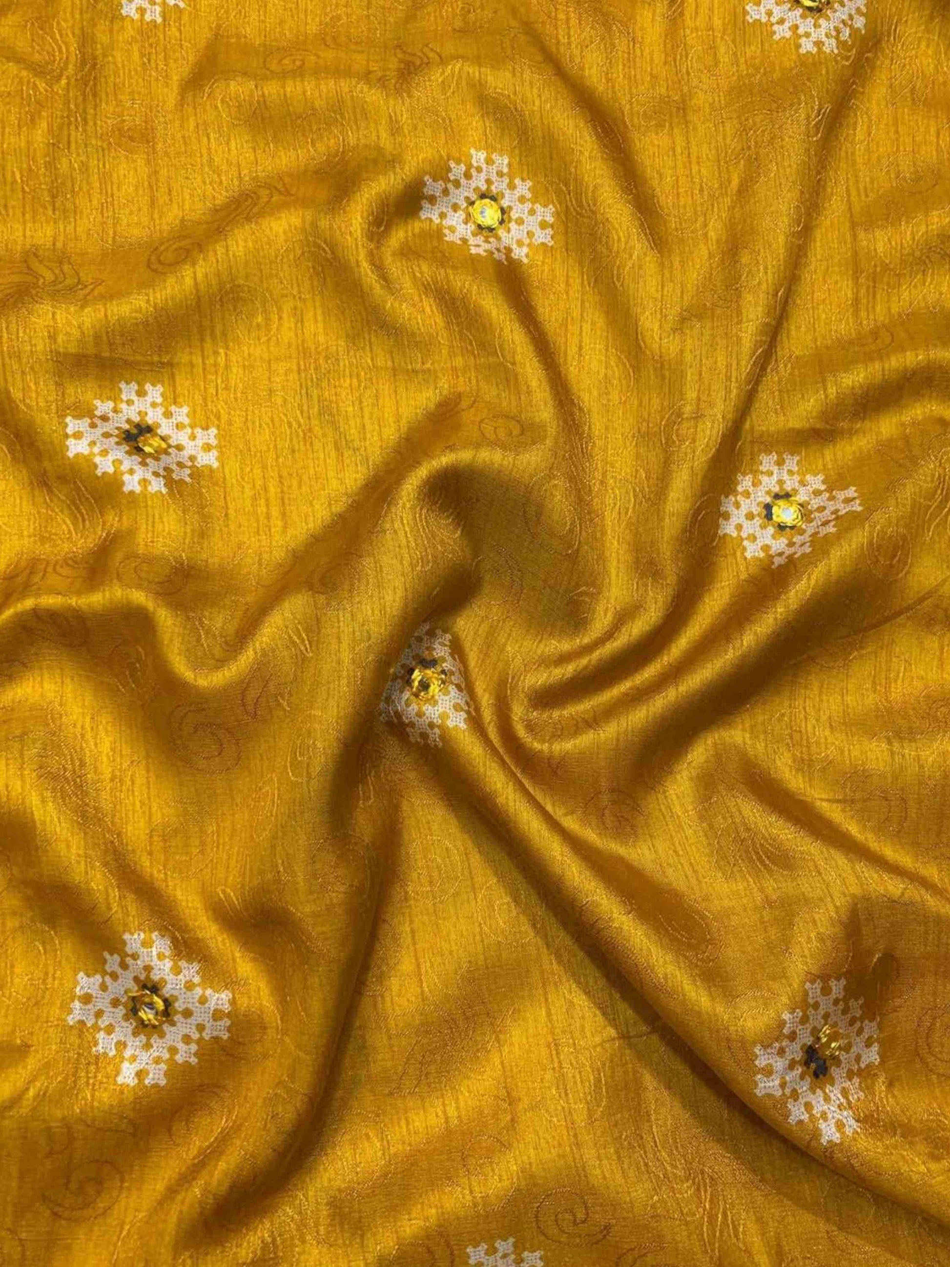 Yellow Cotton Silk Saree