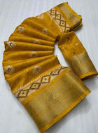 Yellow Cotton Silk Saree