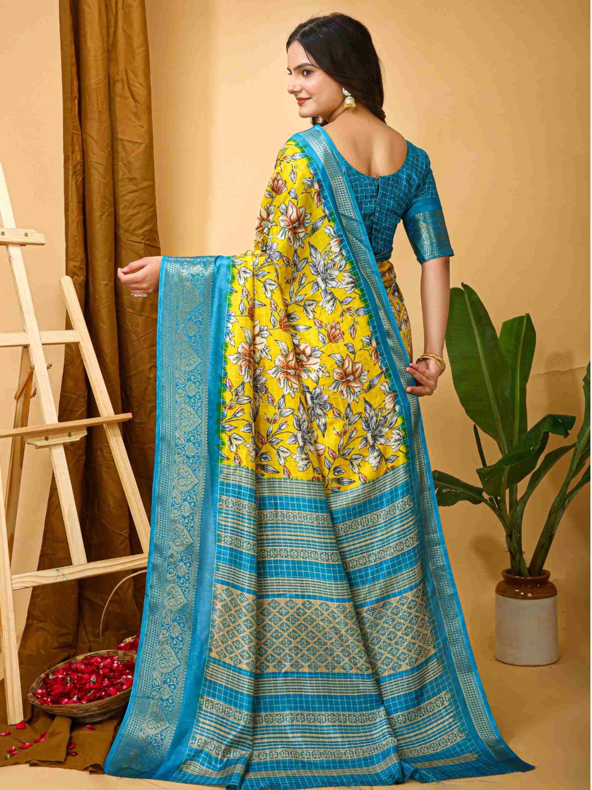 Yellow Dola Silk Cotton Saree