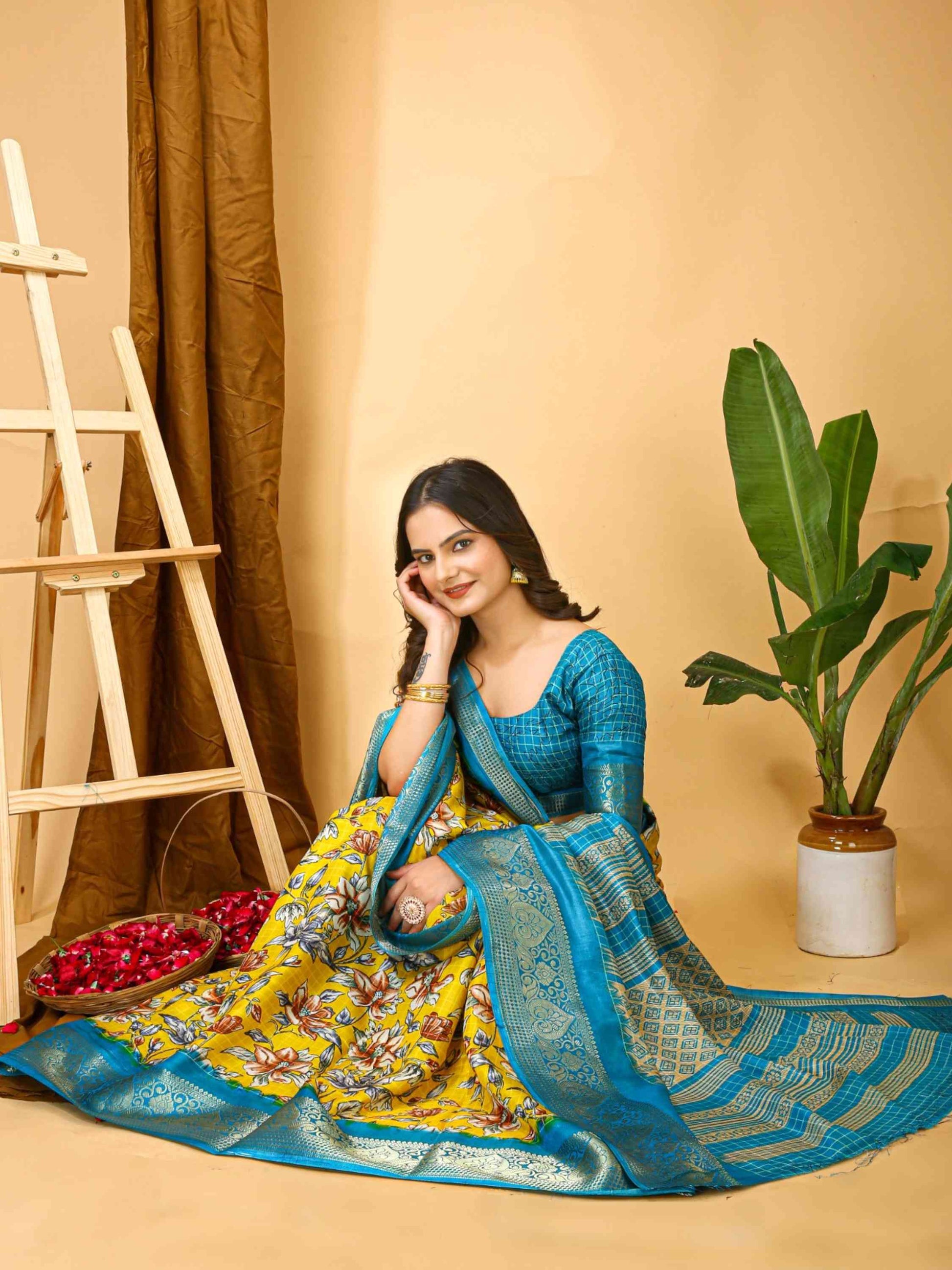 Yellow Dola Silk Cotton Saree