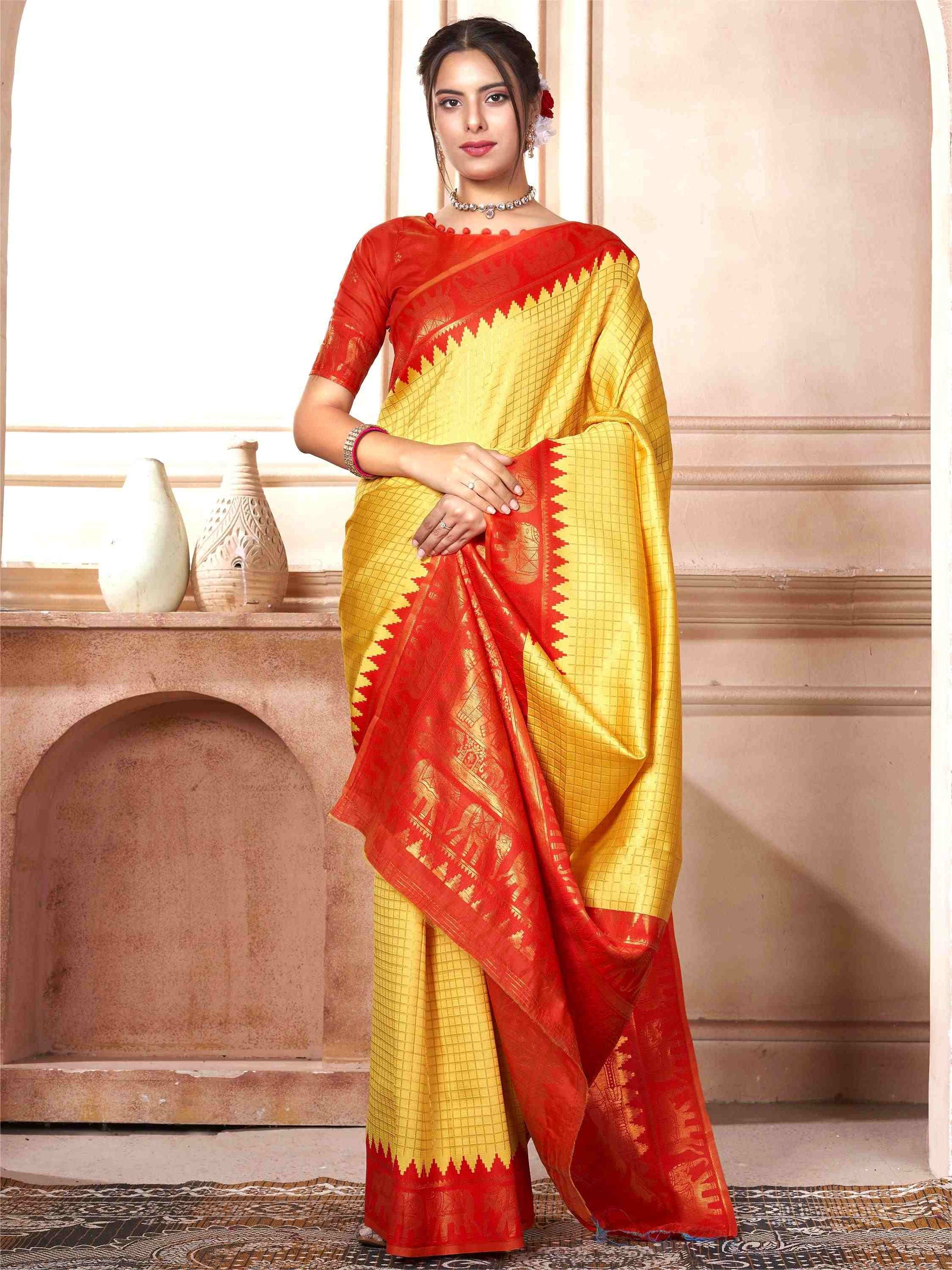Yellow Kanjivaram Silk Saree