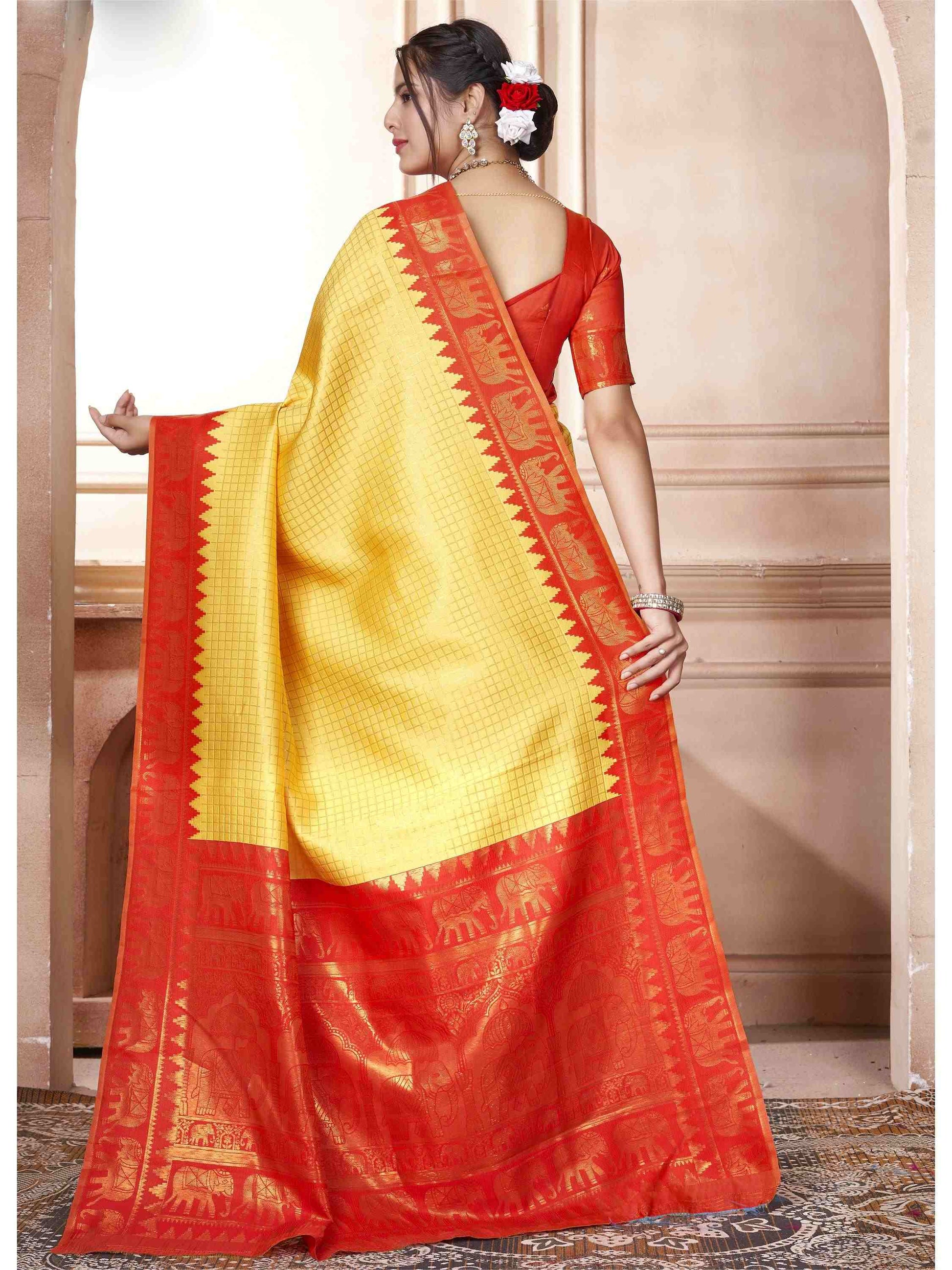 Yellow Kanjivaram Silk Saree