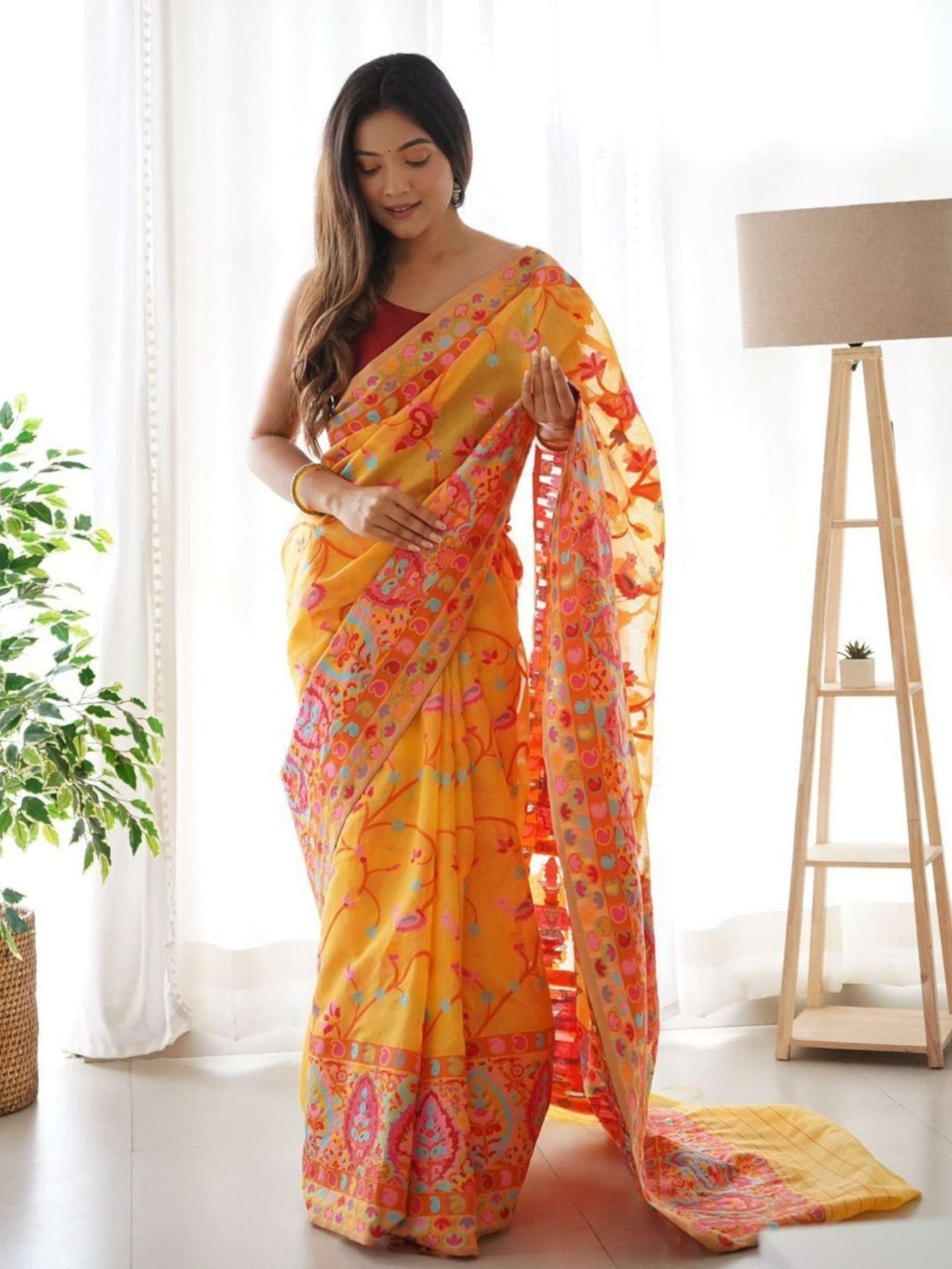 Yellow Pashmina Saree