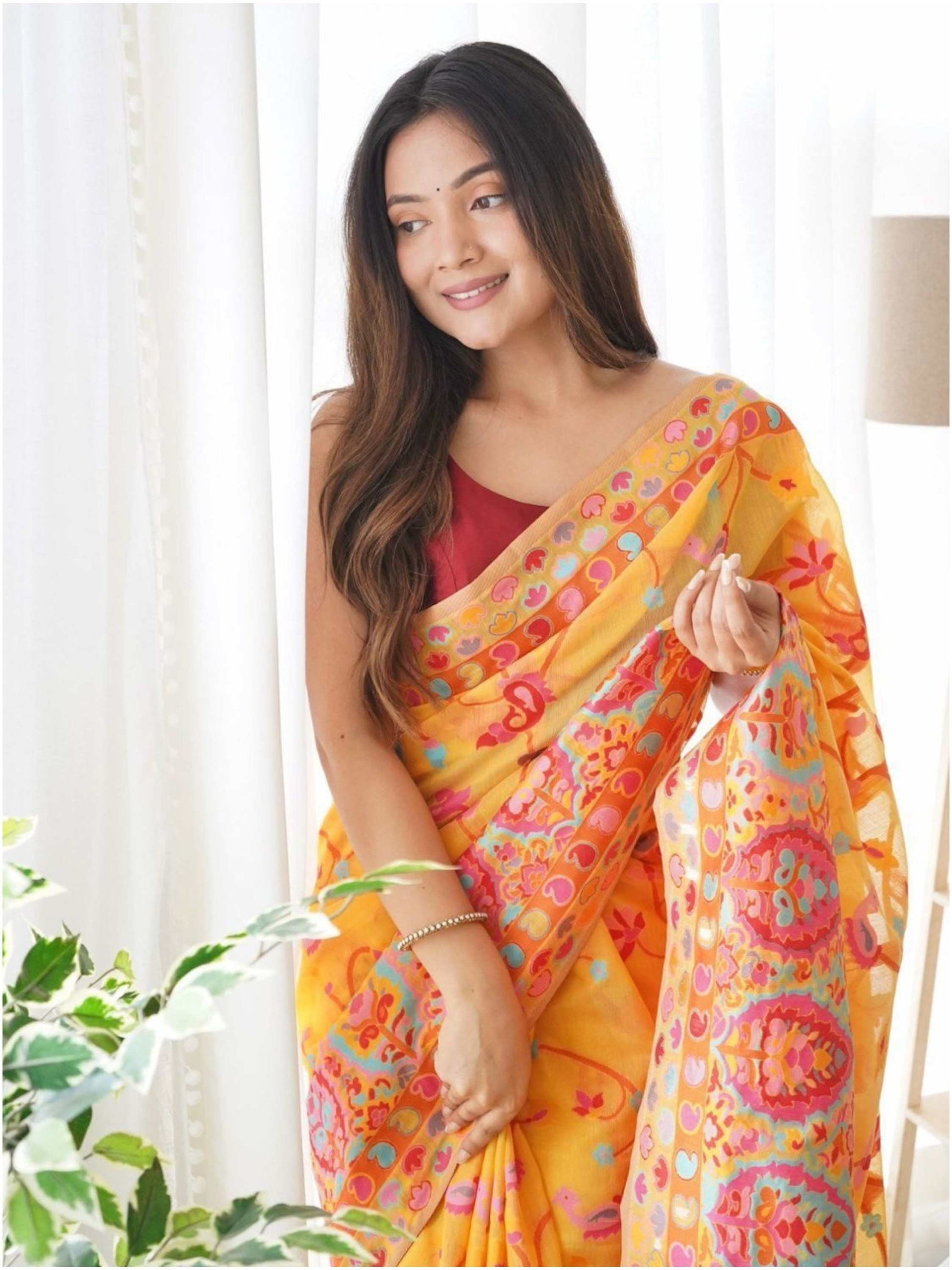 Yellow Pashmina Saree