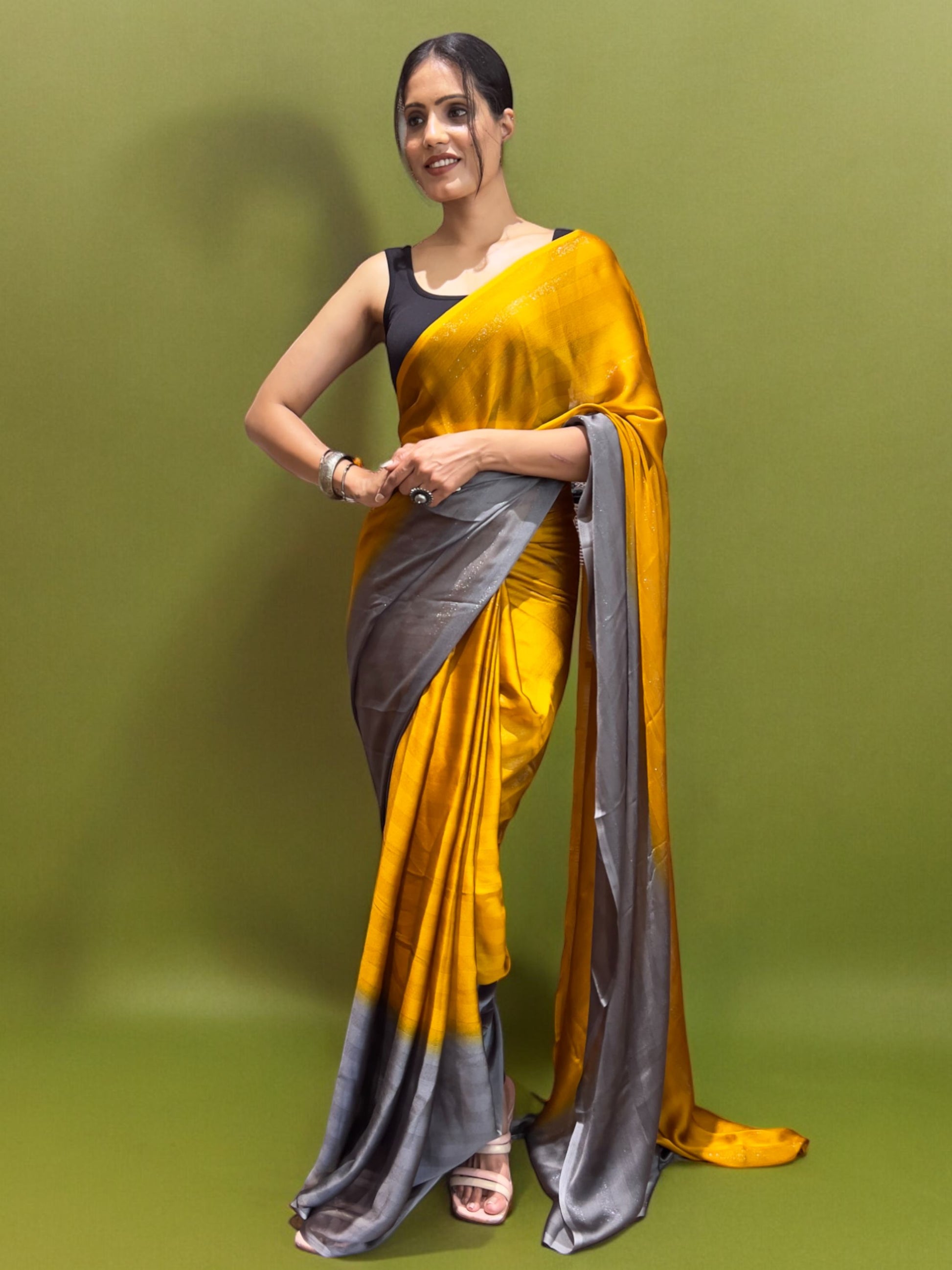Yellow Ready-to-Wear Saree