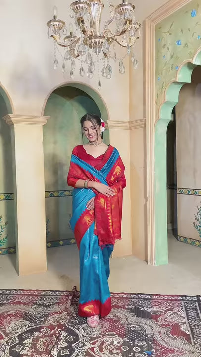 Azure Blue Kanjivaram Silk Saree