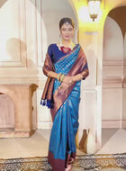 Sky Blue Kanjivaram Silk Saree