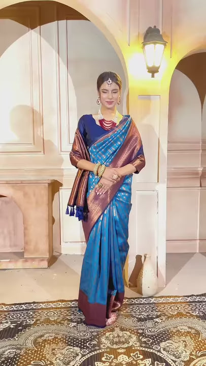 Sky Blue Kanjivaram Silk Saree