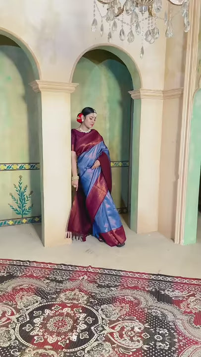 Kanchipuram Silk Saree Sky Blue