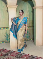 Cream Kanjivaram Silk Saree