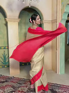 Cream Kanjivaram Silk Saree