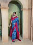 Sky Blue Kanjivaram Silk Saree
